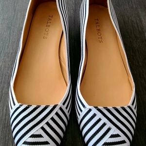 Talbots Women's Black and White Striped Flats